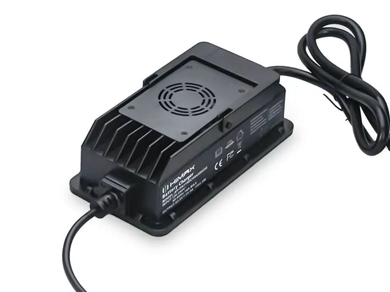 HiMAXBATT battery charger with cooling fan and heat sink, with power cable