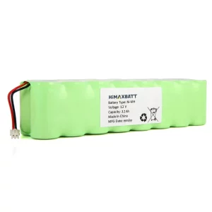 Himaxbatt 12V 3200mAh NiMH battery front angle view with label and wires
