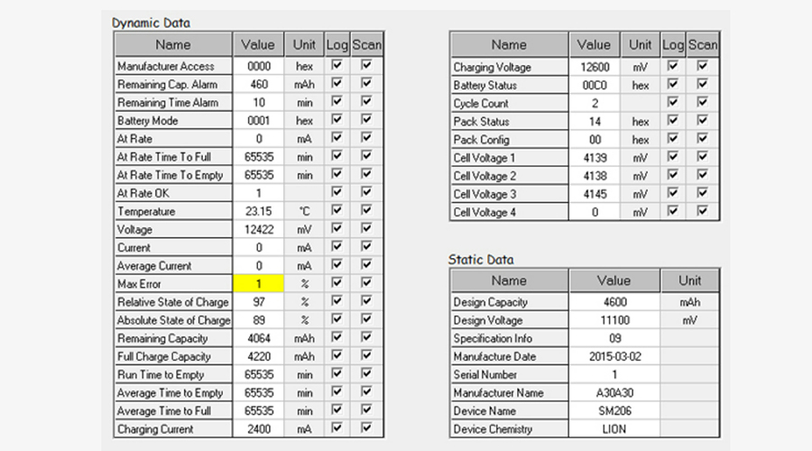 SMBus battery