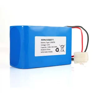 HiMAXBATT 6.4V 12Ah LiFePO4 battery front view showing product label