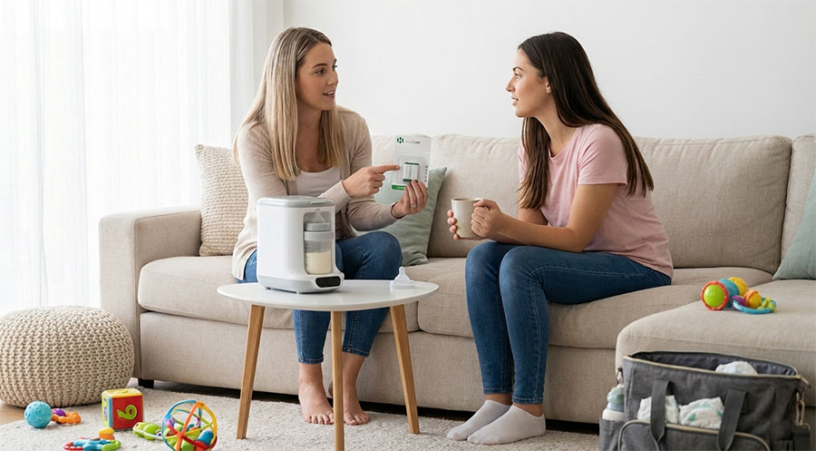 moms discussing baby products