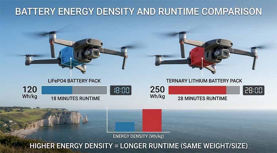 battery energy density runtime comparison