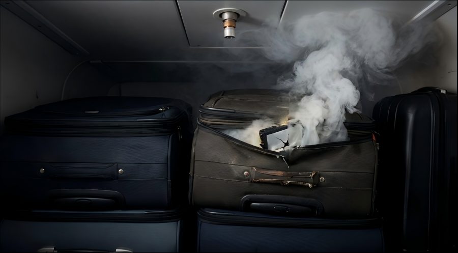 unchecked luggage lithium fire risk