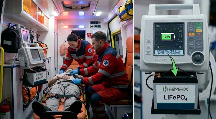 Lifepo4 Ambulance Ventilator HiMAXBATT Battery Runtime