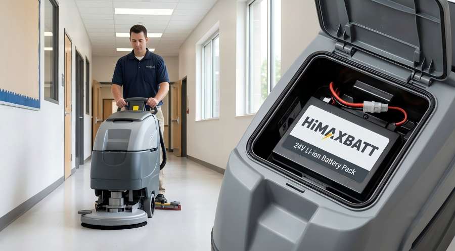 School Hallway Floor Scrubber Lithium Battery
