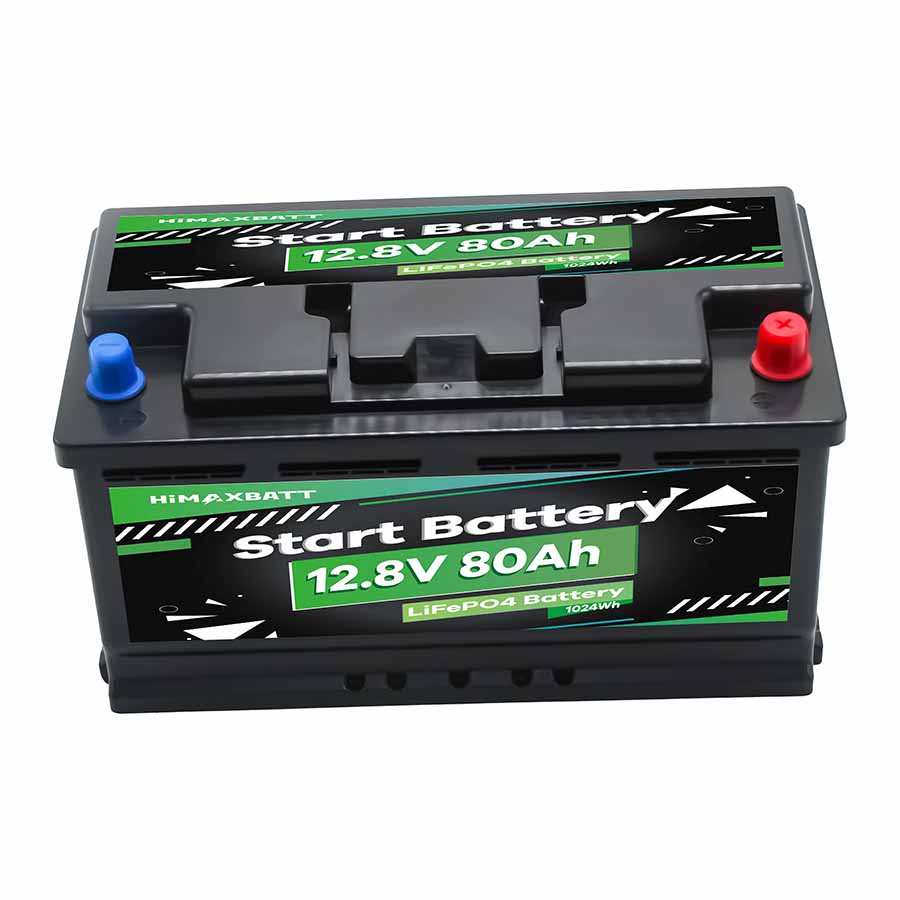 Himaxbatt 12V 80Ah Lifepo4 Starter Battery Front View
