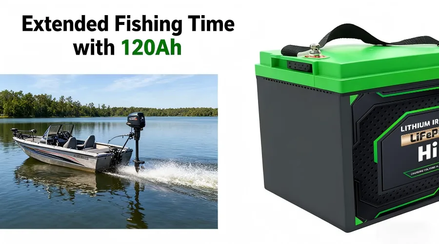 HiMAXBATT 120Ah LiFePO4 battery for fishing boat trolling motor extended runtime