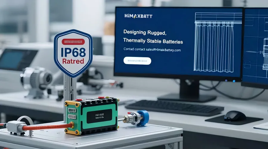 IP68 rated motorized curtain battery pack in laboratory test setup