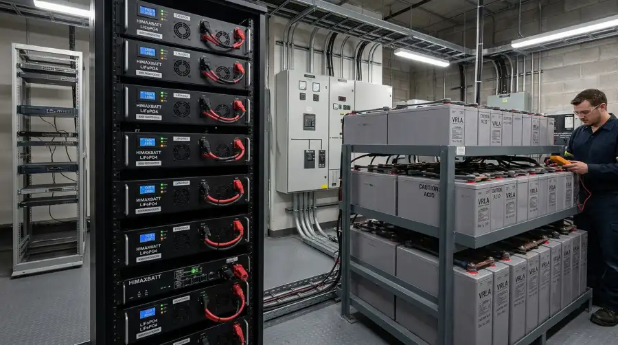 Comparison of modern 19-inch rack LiFePO4 lithium batteries and traditional lead-acid telecom battery banks