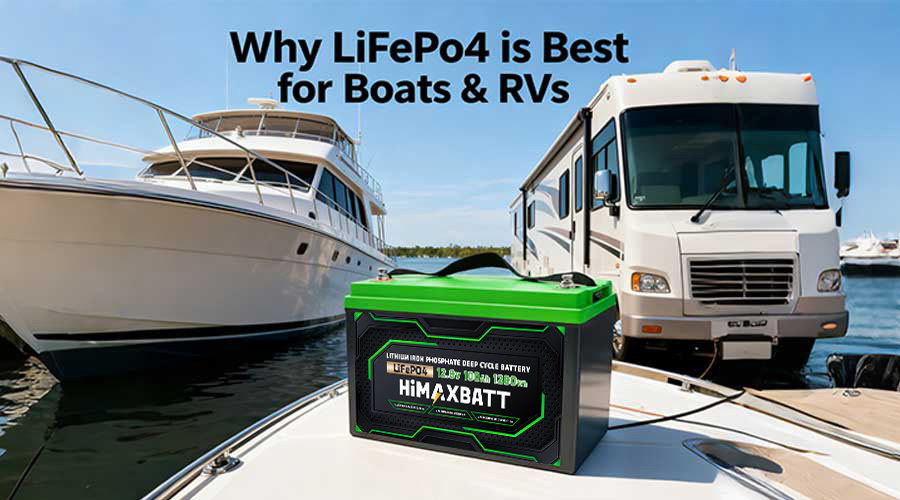 HiMAXBATT LiFePO4 deep cycle battery for marine boat and RV recreational vehicle systems
