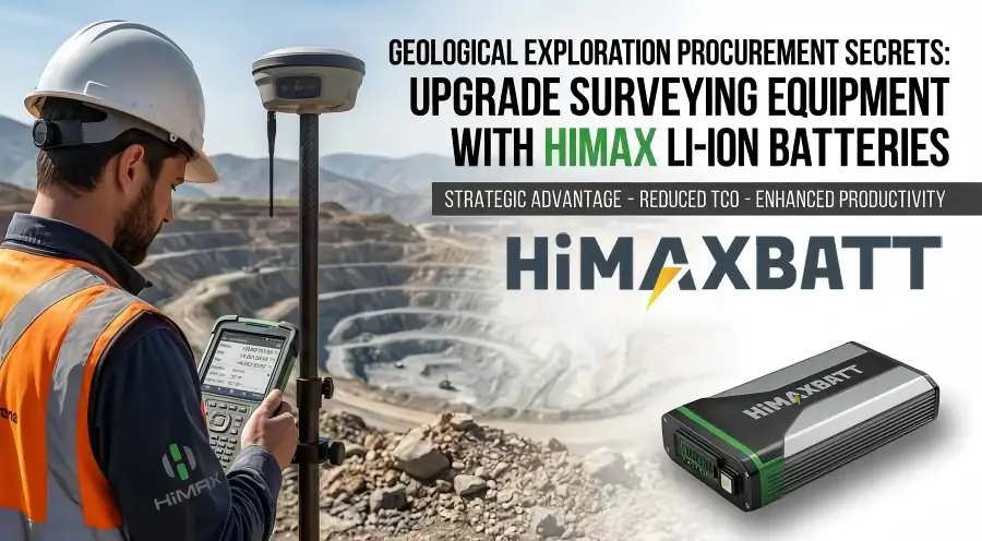 Geological exploration site with surveyor using HiMAXBATT lithium battery solution.