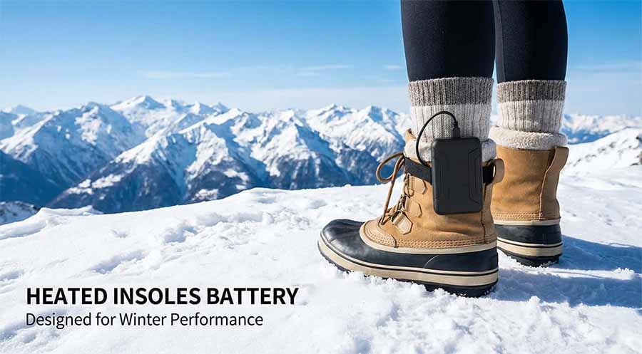 Heated insoles battery pack on winter boots.