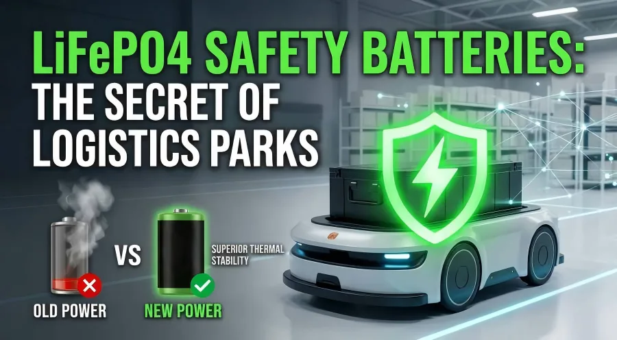 Logistics robot powered by HiMAX LiFePO4 battery with superior thermal stability over old power.