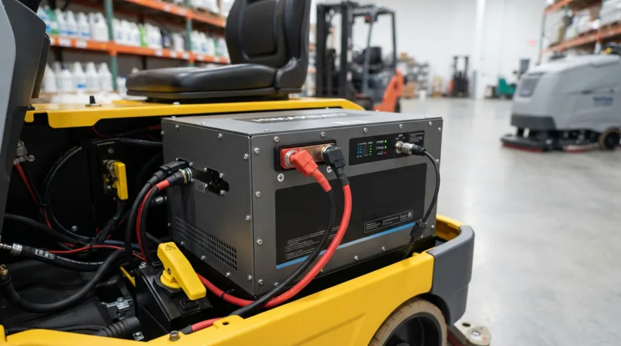 Industrial lithium iron phosphate battery pack for commercial cleaning equipment